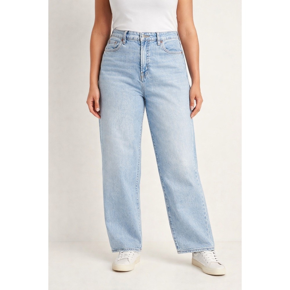 Old Navy Womens High Rise OG Loose Jeans 10 Petite Light Wash 90s Style Denim